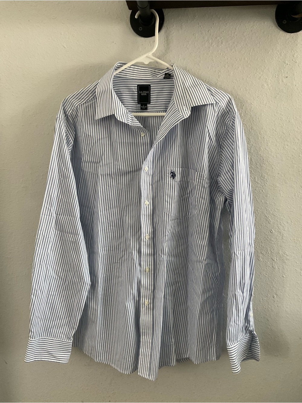 U.S. Polo Assn. Blue and White Striped Dress Shirt